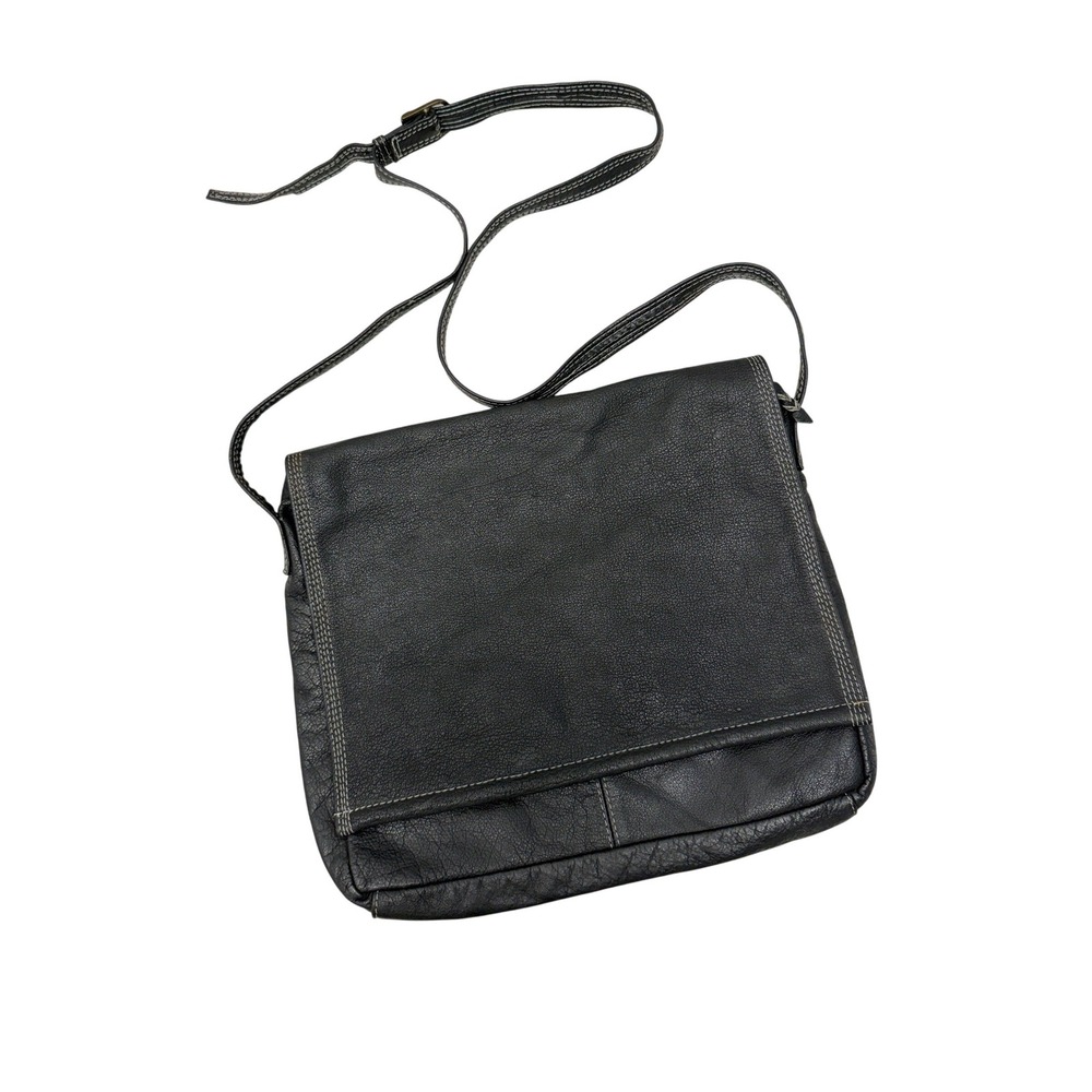 Emily Ann of Boca Raton Black Leather Sling Bag